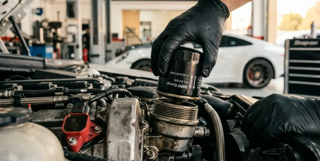 changing-car-oil-filter-dubai-workshop
